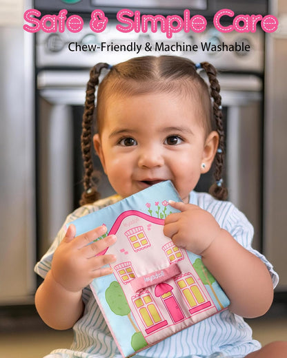 Interactive Sensory Soft Cloth Book, Educational Crinkle Quiet Activity Busy Book for Babies,Toddler Travel Toy Gift for 1-3 Year Old Boys and Girls (A Berry Special Day)