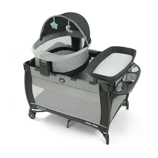 Graco Pack n Play Travel Dome DLX Playard, Astin with Portable Bassinet and Integrated Storage