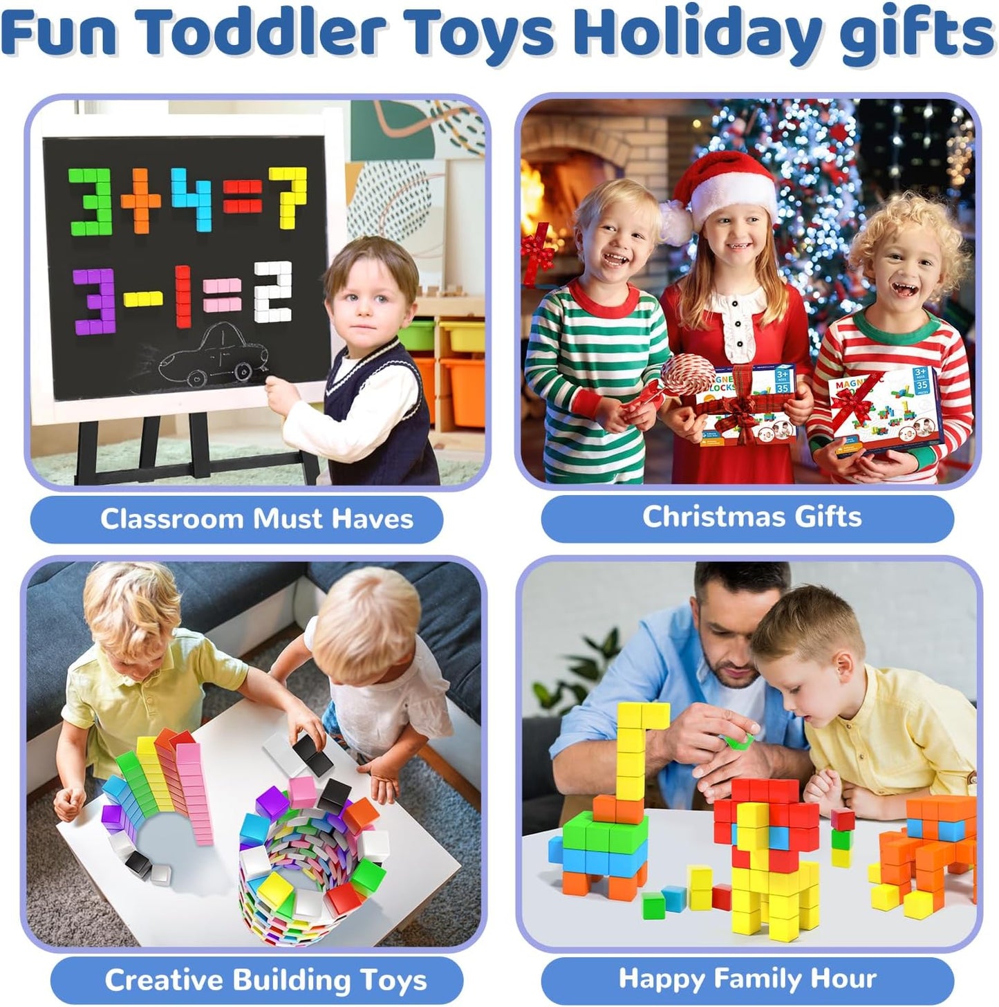 Magnetic Blocks 1.18 inch, Large Magnetic Cube Toy for Sensory STEM Education Preschool Magnet Toys for 3 4 5 6 Year Old Boys and Girls,Christmas Birthday Gifts for Kids Age 3+