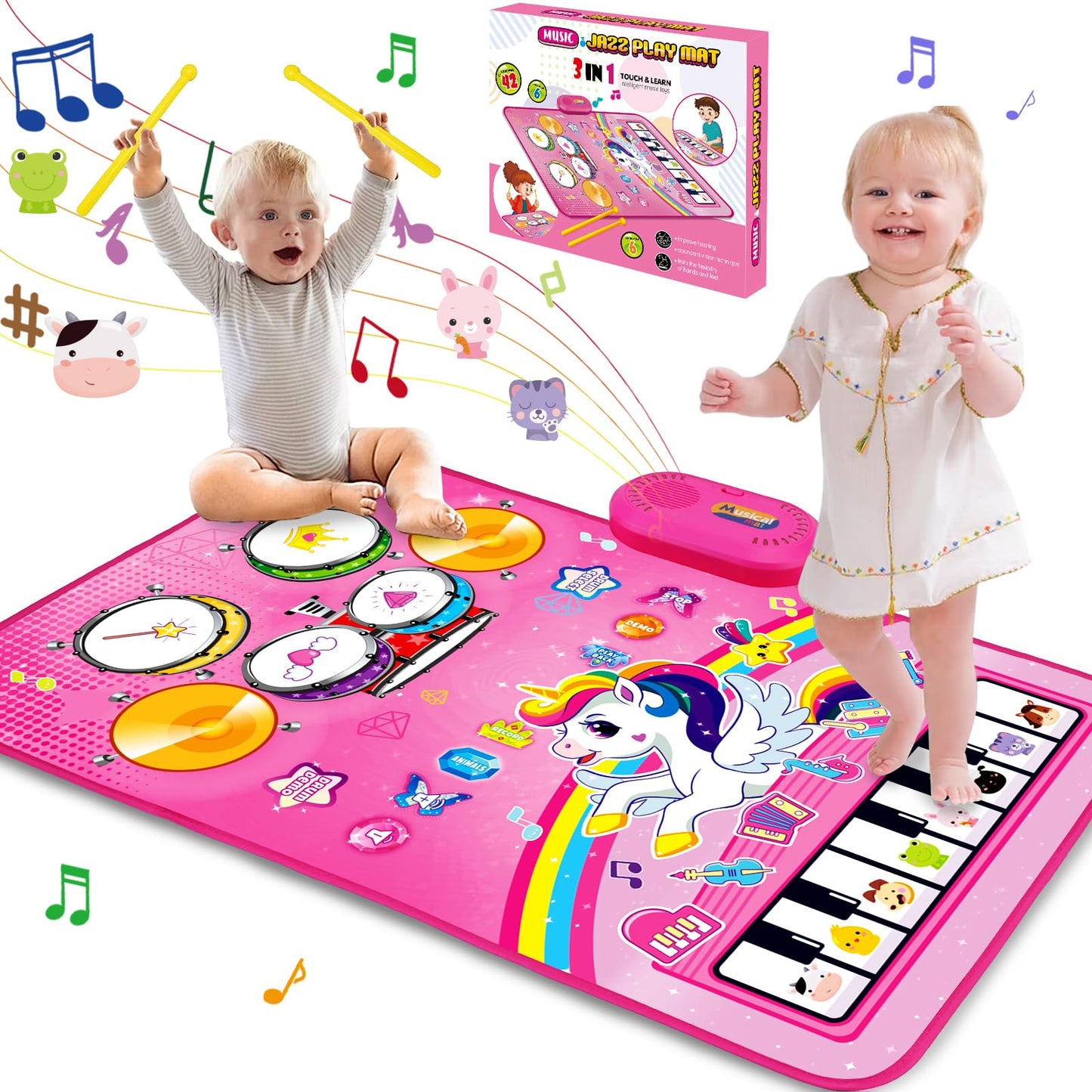 Toys for 1 Year Old Girl Gifts: 3 in 1 Baby Music Mat Toddler Toys Age 1-2