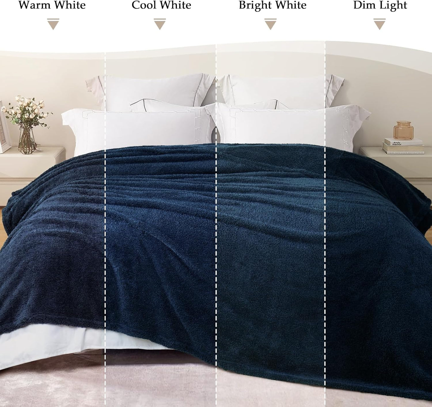 Exclusivo Mezcla Fleece Blanket for Couch, Soft and Cozy Twin Blankets for Women Men Girls Kids, Suitable for All Seasons, Navy Blue, 60x80 Inches