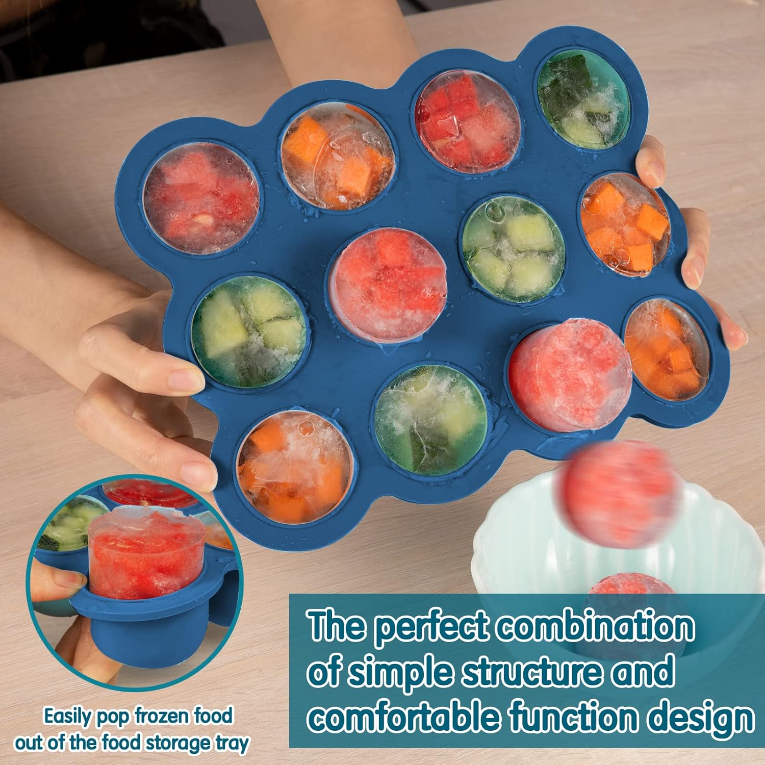 Baby Food Storage - 12 x 1.5OZ Silicone Freezer Tray with Lid, Containers for Homemade Purees