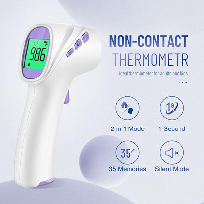 No-Touch Thermometer for Adults and Kids, Digital Thermometer with Fever Alarm, Fast Accurate