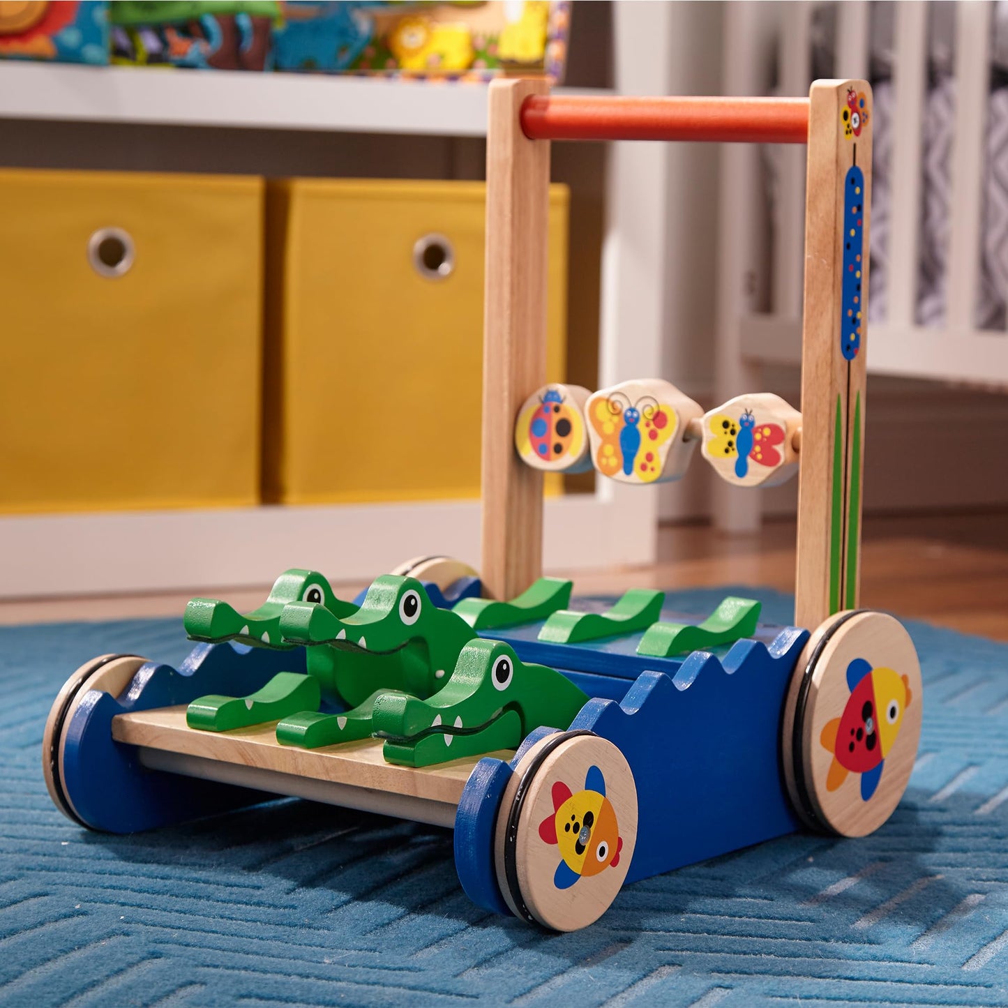 Melissa & Doug Deluxe Chomp and Clack Alligator Wooden Push Toy and Activity Walker