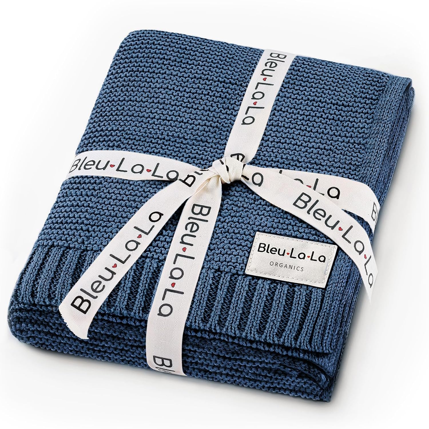 Heritage Knit Organic Cotton Receiving Swaddle Blanket for Boys - 100% Organic Soft Luxury Cotton