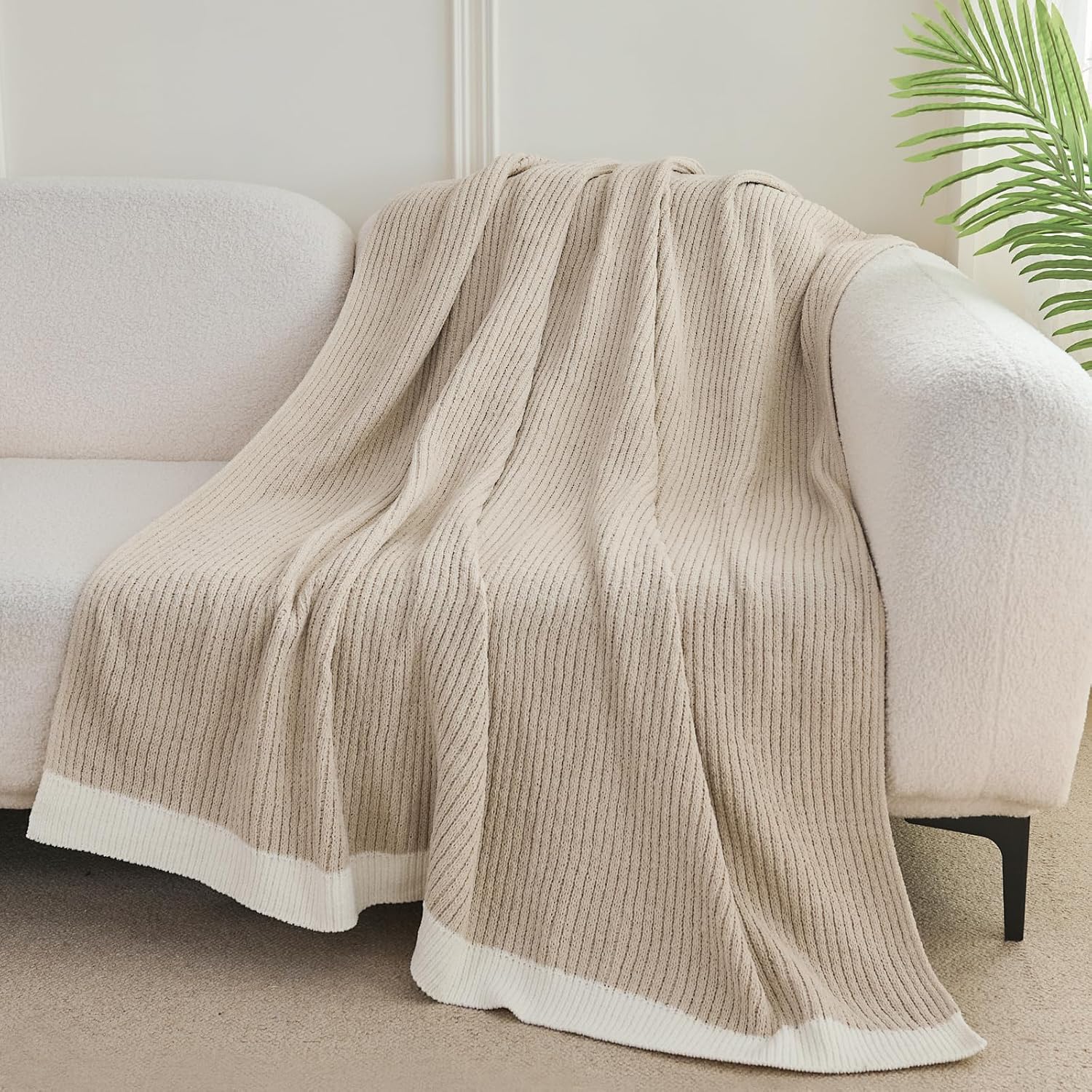 SeaRoomy Knit Throw Blanket,Super Soft Cozy Reversible Waffle Blanket,Warm Fluffy Fuzzy Plush