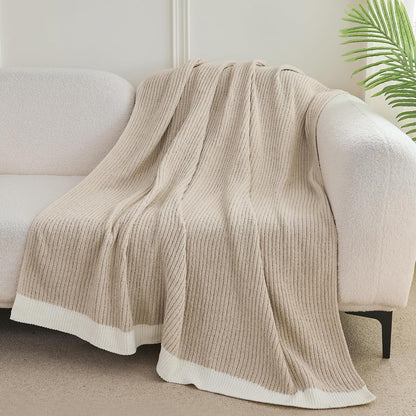 SeaRoomy Knit Throw Blanket,Super Soft Cozy Reversible Waffle Blanket,Warm Fluffy Fuzzy Plush