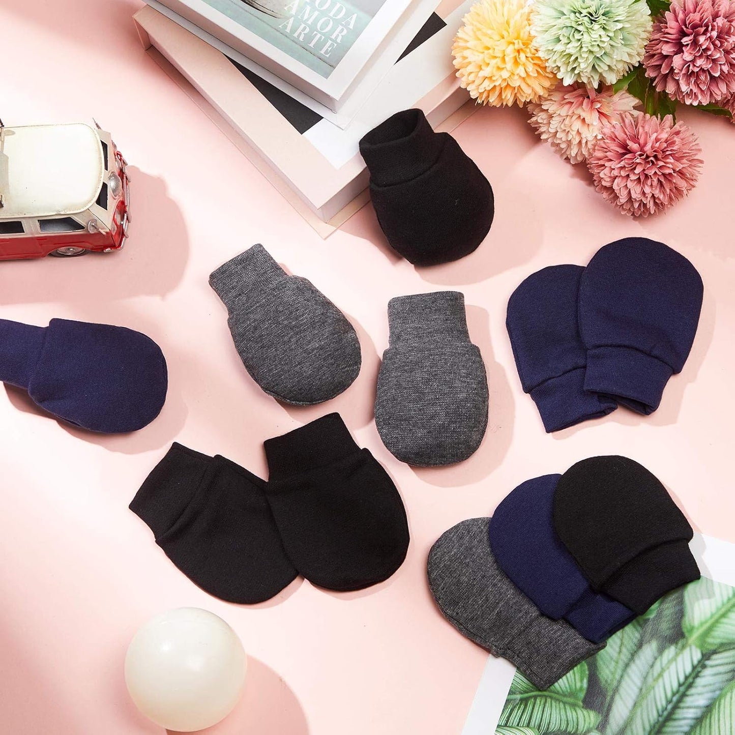 Geyoga 6 Pairs Newborn Baby Mittens No Scratch Gloves Infant Toddler Anti Scratch Essentials Unisex for 3-9 Months Girls Boys