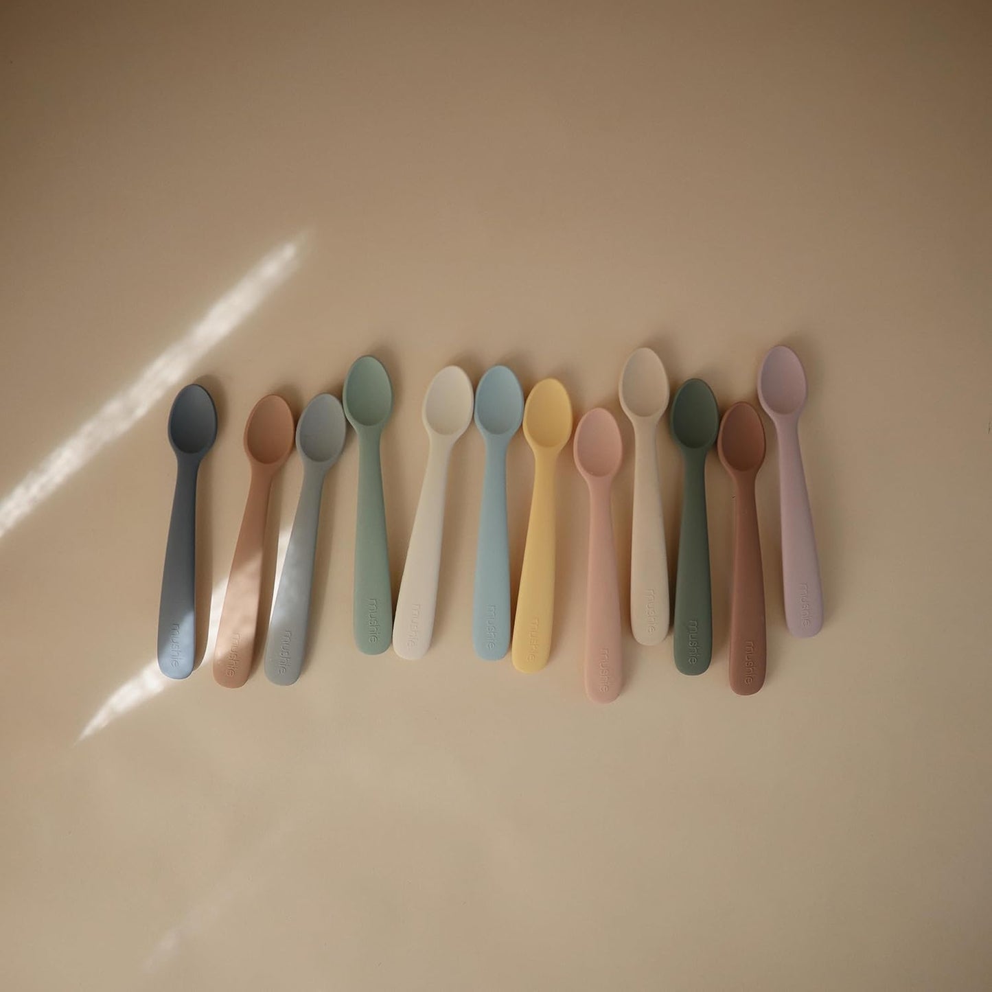 mushie Silicone Baby Feeding Spoons | 2 Pack (Powder Blue)