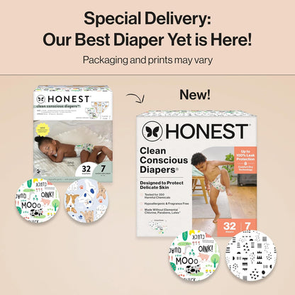 The Honest Company Clean Conscious Diapers for Delicate Skin | Up to 100% Leakproof |