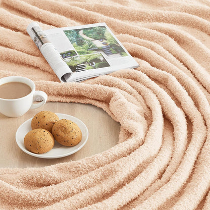 CYMULA Knit Throw Blanket for Peach Pink - Super Soft Lightweight Plush Fuzzy Fluffy Cozy Blankets