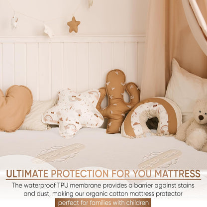 Waterproof Organic Mattress Protector Twin - Organic Cotton Breathable Mattress Pad Cover - 200 GSM Comfort - Deep Pocket - Fitted Comfort