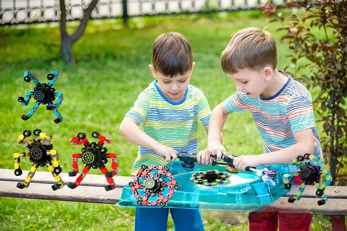 Fidget Toys Transformable Fidget Spinners for Kids and Adults Stress Relief Toys for Boys and Girls Fingertip Gyros for ADHD Autism for Kids Gifts Easter Basket Stuffers (Luminous + Standard -8pcs)