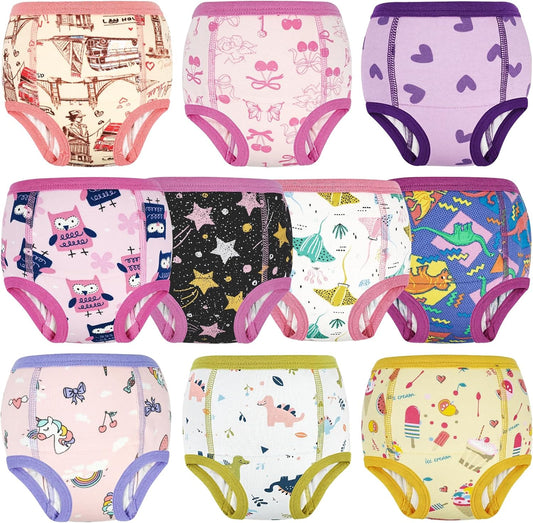 MooMoo Baby Potty Training Underwear Absorbent Toddler Training Pants for Boys and Girls 10 Packs Cotton Pee Pants 2T-9T