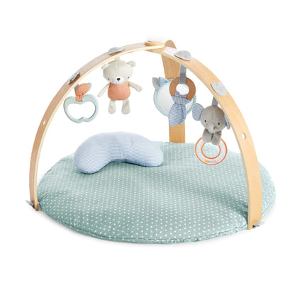 Ingenuity Cozy Spot Reversible Duvet Activity Gym & Play Mat with Wooden Toy bar - Loamy, Newborn