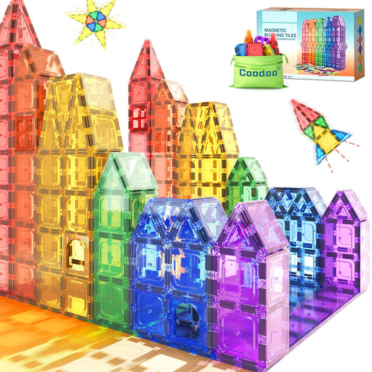 Coodoo Magnetic Tiles Kids Toys STEM Magnet Toy for Toddler Magnetic Blocks Building Preschool