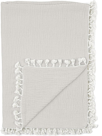 Crane Baby Muslin Swaddle Blanket, Soft Cotton Lightweight Nursery and Stroller Blanket for Baby Boys & Girls, Moonstone, 30" x 40"