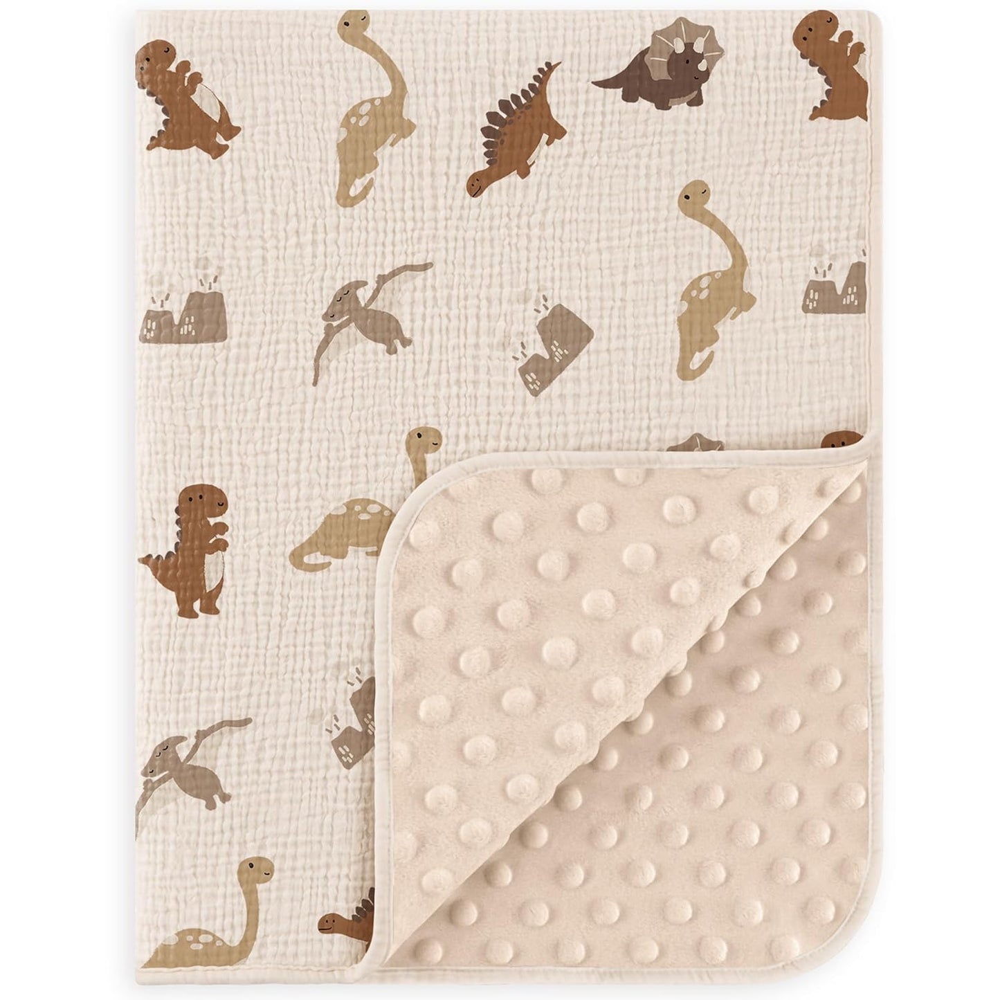 Susurration Baby Blanket for Unisex Boys Girls, Soft Nursery Minky Blanket with Muslin Cotton Front