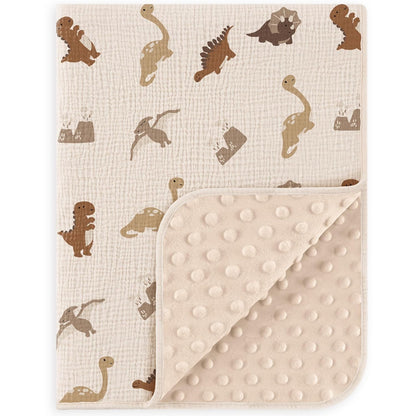 Susurration Baby Blanket for Unisex Boys Girls, Soft Nursery Minky Blanket with Muslin Cotton Front