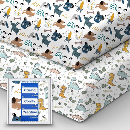 Baby Crib Sheets Boy Girl for Standard Crib Mattress - Ultra Soft Jersey Knit Neutral Crib Mattress Sheet, Safe and Snug, Durable, Stylish Crib Sheet Fitted, 28''x52''x9'' Extra Deep Pocket