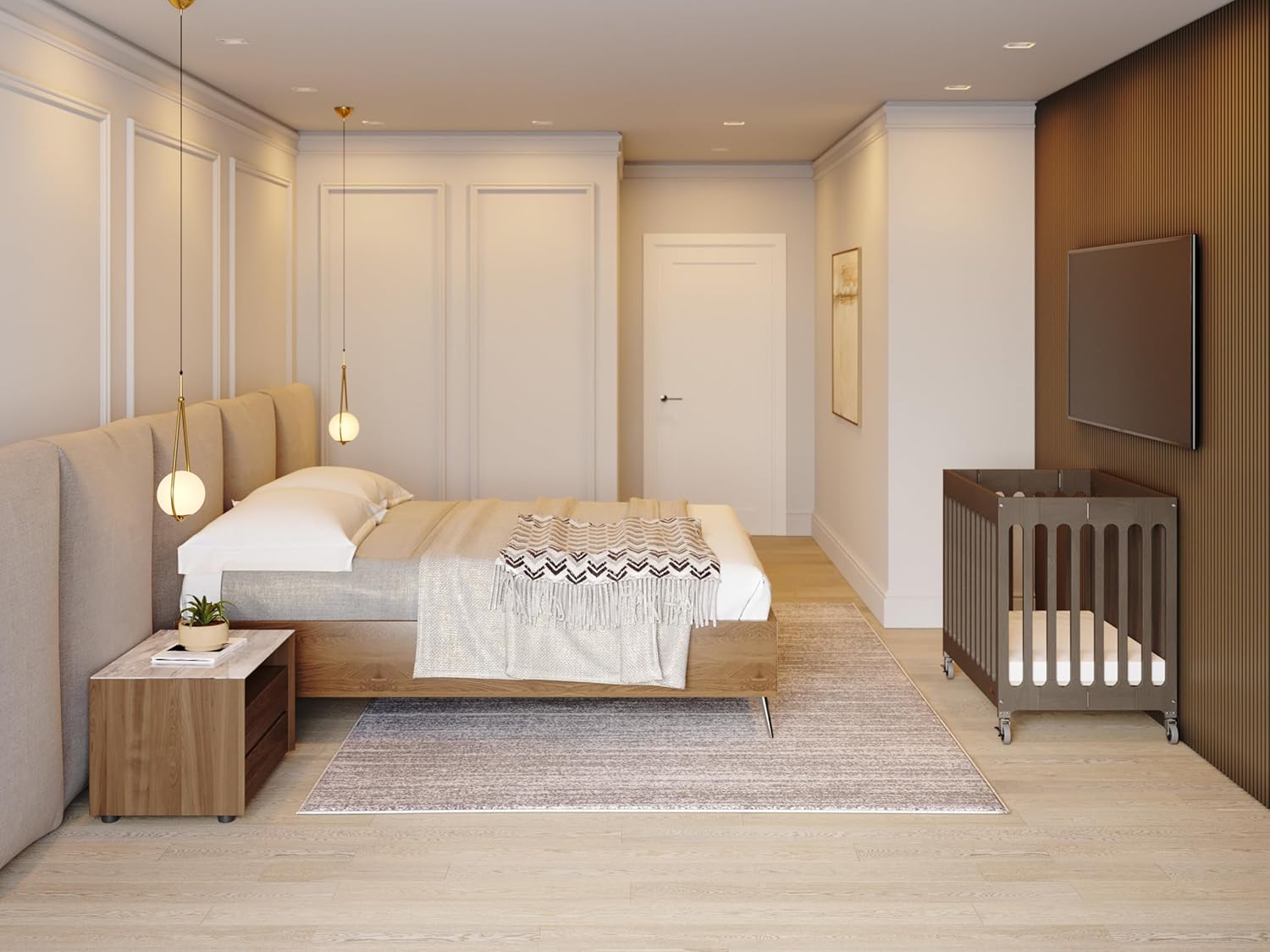 Foundations Boutique Compact Folding Crib 3 Pack for Hotels, Wood Crib, Commercial Casters
