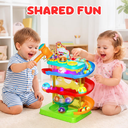 2-in-1 Ball Drop & Car Ramp Race Track Montessori Toy for Toddlers Ages 1-5