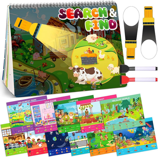 Search and Find Books for Kids 3-5,Toddler Preschool Larning Activities Educational Toys for 3 4 5 6 Year Old Boys Girls, Travel Game for Road Trip Car Airplane, Easter Basket Stuffers Gifts for Kids