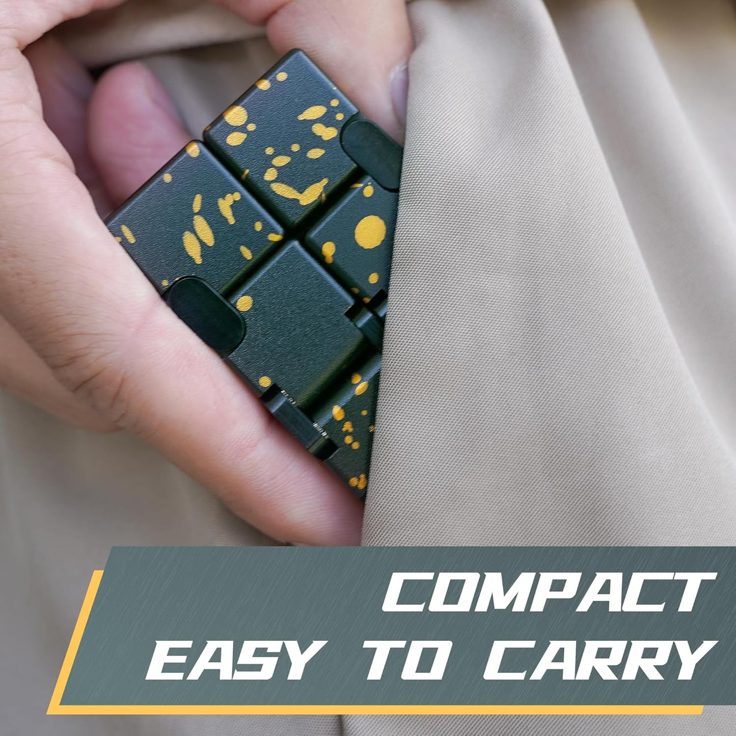 Fidget Infinity Cube, Quite Fidget Toys Anxiety Relife Items Fidgets for Adults, Fidget Sensory Toys for Teens Kids, Classroom Prizes (Black Yellow)