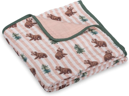 LollyBanks Muslin Baby Blanket 100% Organic Cotton, Muslin Quilt Lightweight, 6 Layers Soft Blanket