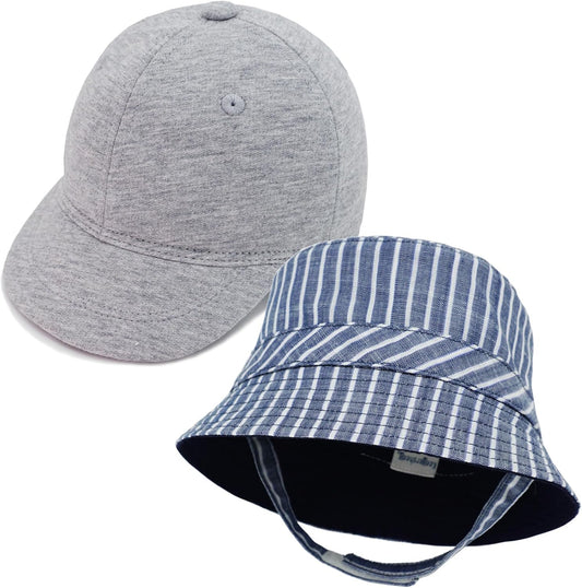 Keepersheep Baby Baseball Cap Infant Sun Hat, Cotton Knit with Soft Brim, Adjustable Soft Newborn Toddler Cap