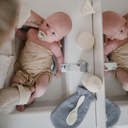 mushie Baby Bath Mitt | Organic Cotton | Pack of 2 (Tradewinds)