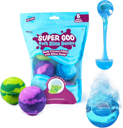 Super Goo Bath Slime 'Surprise' Bombs, 6 Pack | Kids Bath Bombs With Surprise Inside | Nontoxic |