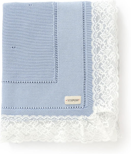100% Organic Cotton Baby Blanket Knitted Softer Receiving Swaddle Warm Cozy Cuddle Crib Blanket for