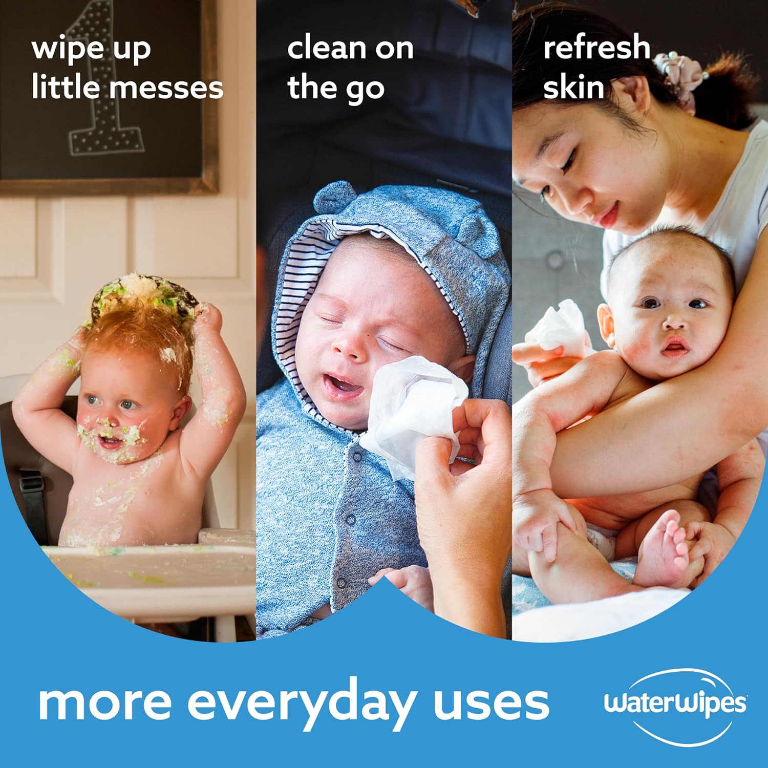 WaterWipes Sensitive+ Newborn & Baby Wipes, 3-In-1 Cleans, Cares, Protects, 99.9% Water, Unscented