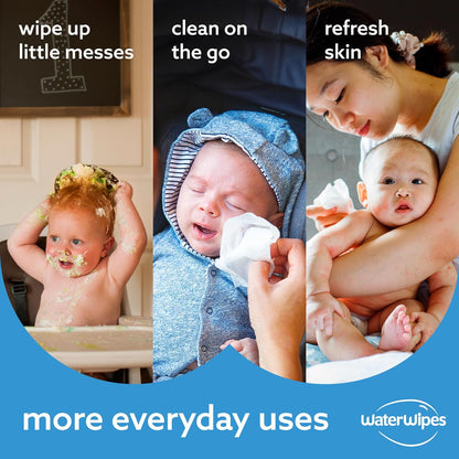 WaterWipes Sensitive+ Newborn & Baby Wipes, 3-In-1 Cleans, Cares, Protects, 99.9% Water, Unscented