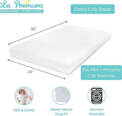 La Premura Baby Mini Crib Bedding Set for Girls, Pastel Purple Butterfly, 3 Piece Crib Set for Nursery Portable Crib, Purple and Pink