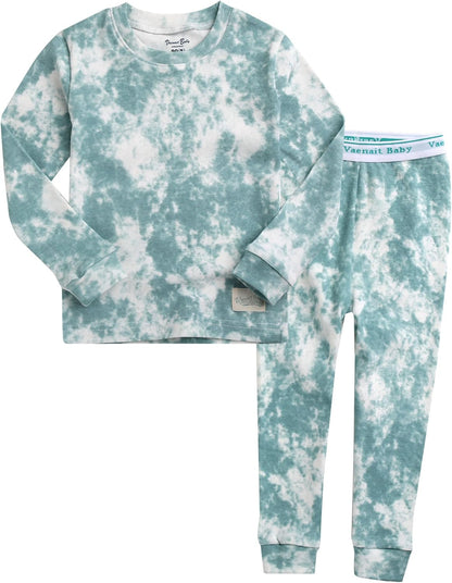 VAENAIT BABY 12M-12Y Toddler Kids Boys Girls 100% Cotton Marbling Tiedye Sung Fit Sleepwear Pajamas 2pcs Pjs Set
