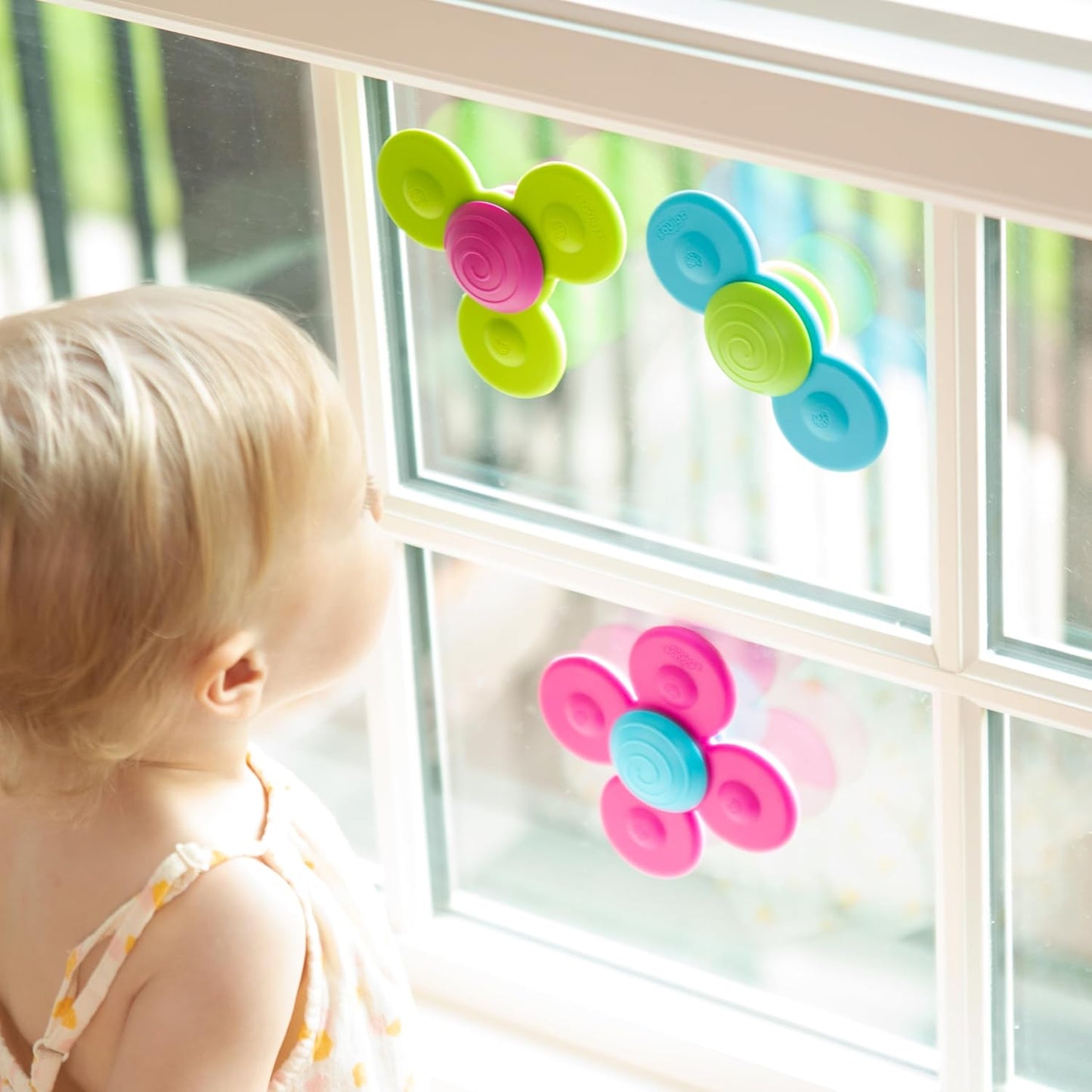 Fat Brain Toys Whirly Squigz - 3 Silicone Spinners for Toddlers & Kids, 10 mos+