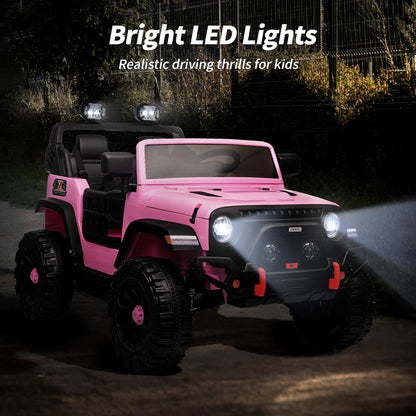 2 Seater Ride on Car Truck, 12V Kids Electric Ride on Toy for Big Kids Age 3-8 w/Remote Control- Light Pink