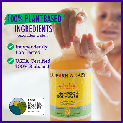 California Baby Calendula Shampoo and Body Wash - Allergy tested Baby Soap and Toddler Shampoo, for