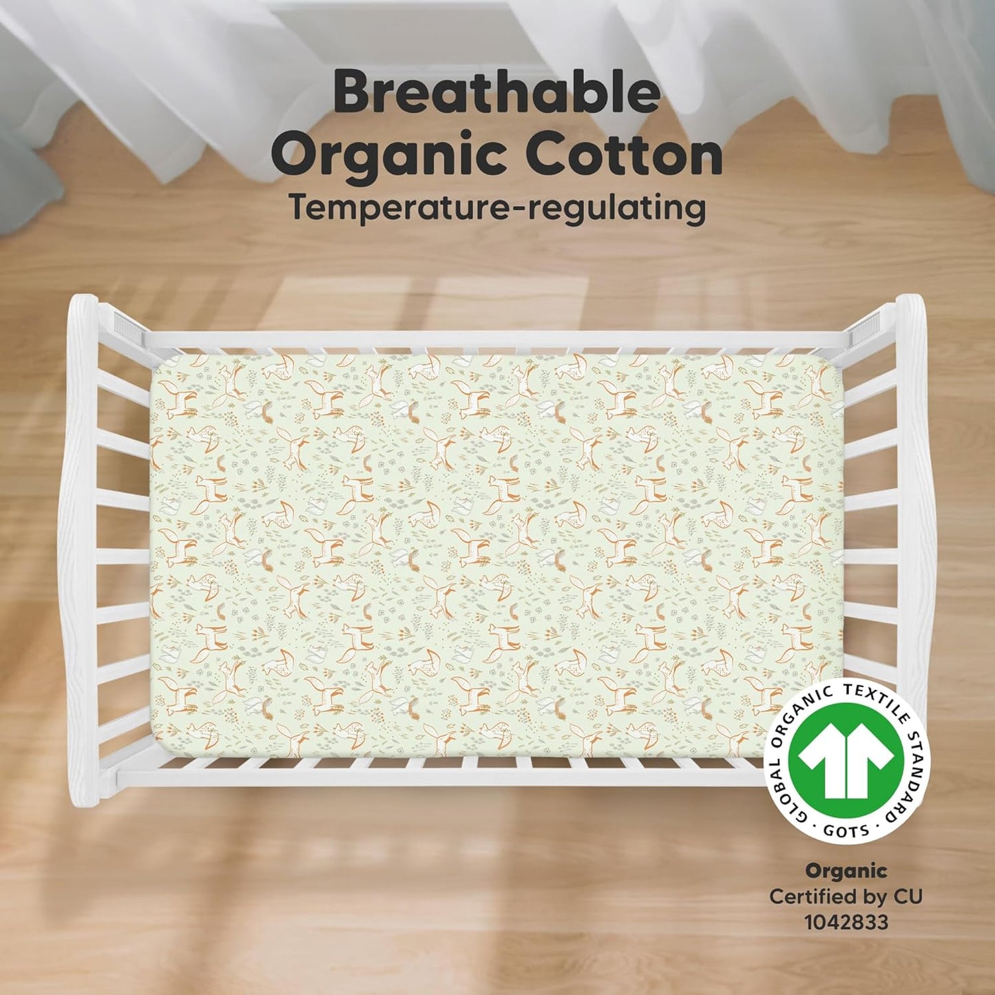 KeaBabies 2-Pack Organic Crib Sheets for Boys, Girls - 52x28 Fitted Crib Mattress Sheet Neutral
