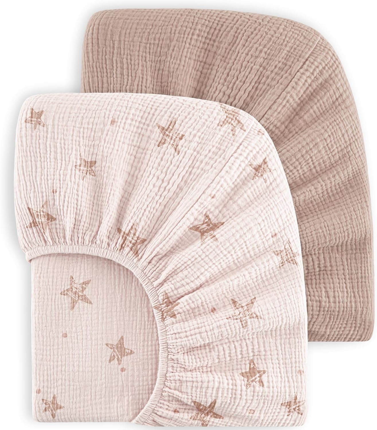 Bearmoss Muslin Crib Sheets - 100% Cotton Baby Crib Sheets Fitted for Standard Crib Mattress &