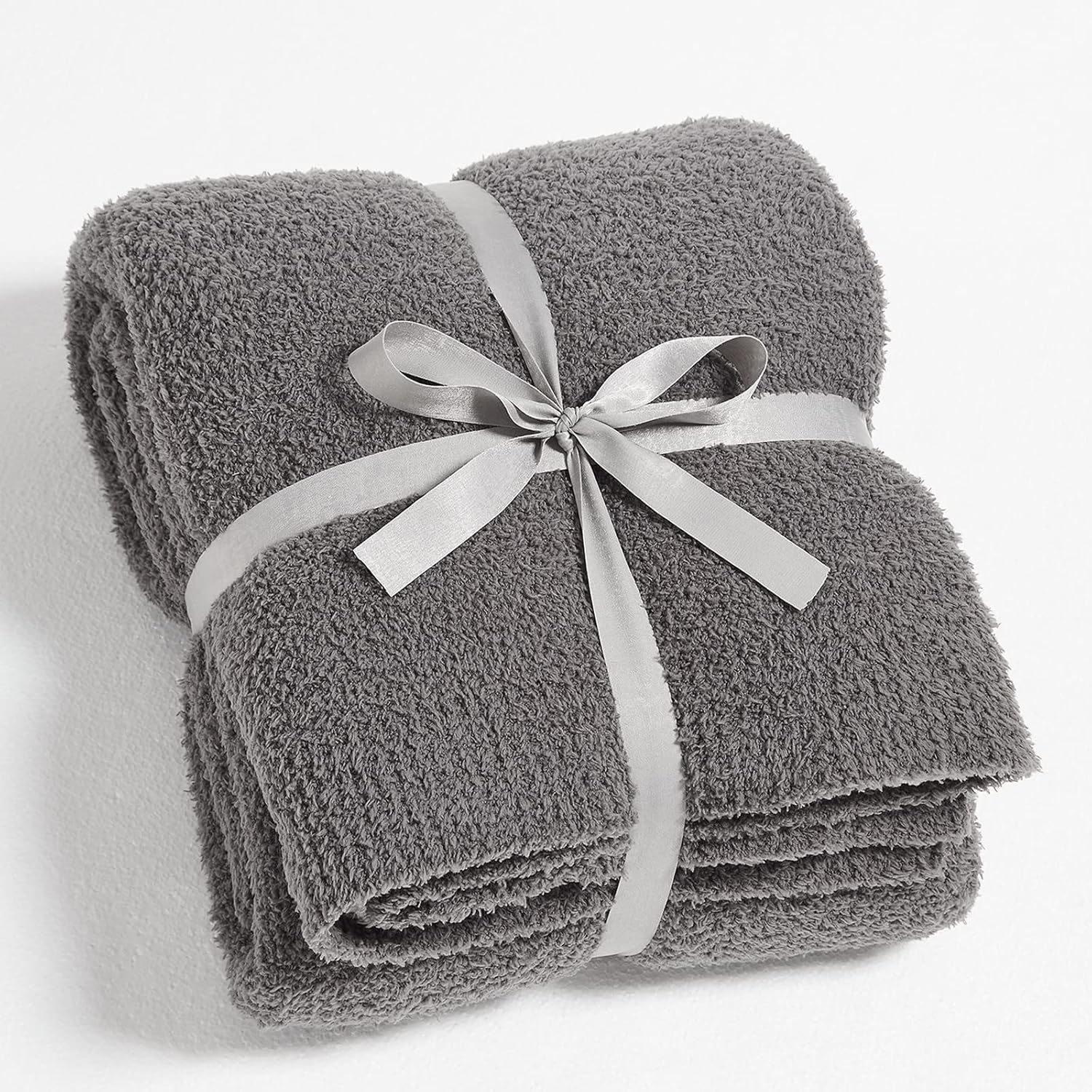 CYMULA Knit Throw Blanket for Couch Dark Grey-Super Soft Lightweight Plush Fuzzy Fluffy Cozy