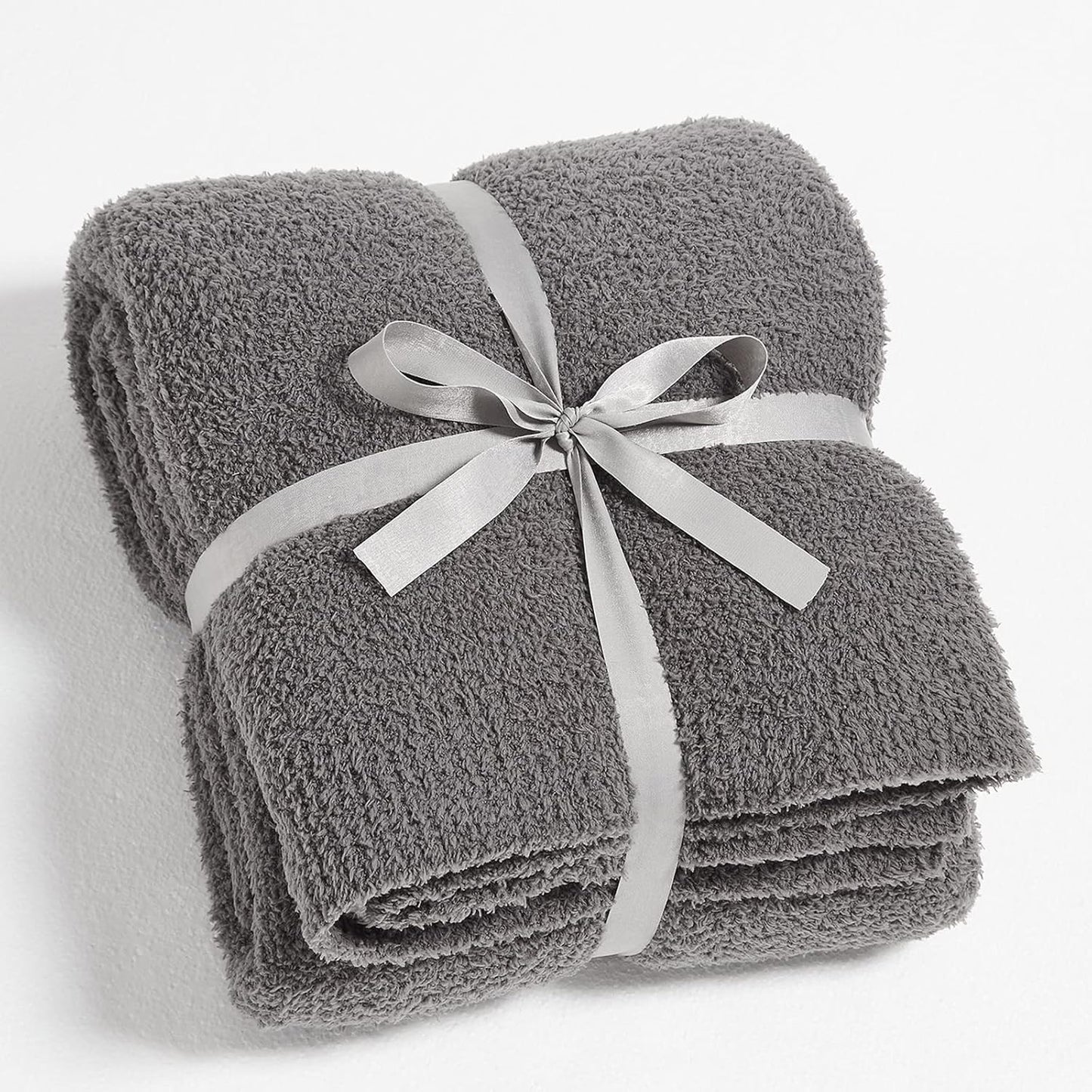 CYMULA Super Soft Knit Throw Blanket Twin Size Dark Grey-Lightweight Plush Fuzzy Fluffy Warm Cozy