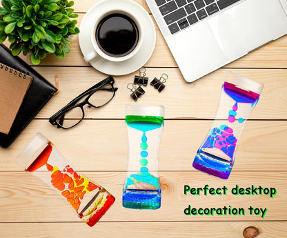 Liquid Motion Bubbler for Kids and Adults,3 Pack Water Timer Fidget Toy,Relaxing Oil Desk Décor,ADHD Autism Anxiety Stress Management Sensory Play Hourglass,Christmas Stocking Filler Gift