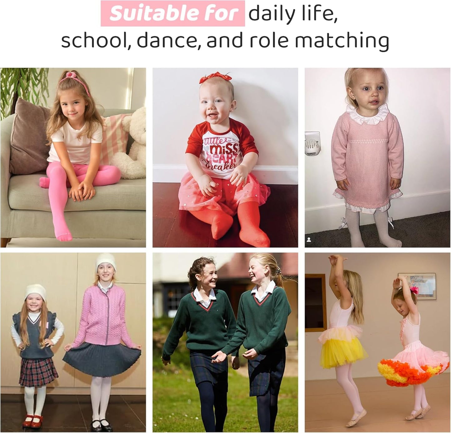 Zando 4 Pairs Tights for Girls Ultra Soft Velvet Dance Tights for Girls Ballet Gymnastics School Uniform 1-14 Years