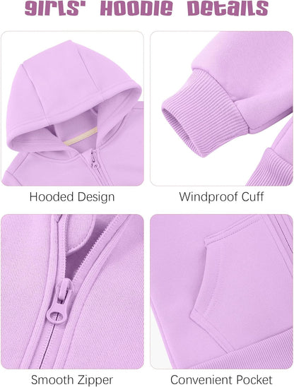 Cooraby 3 Pieces Baby and Toddler Girls Fleece Full-Zip Hoodies Lightweight Jacket with Pockets Winter Coat for Baby Girls