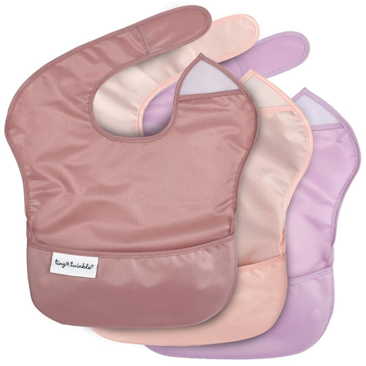 Tiny Twinkle Mess Proof Baby Bibs for Eating - Waterproof, Wipeable Bibs - Toddler Bibs - Travel