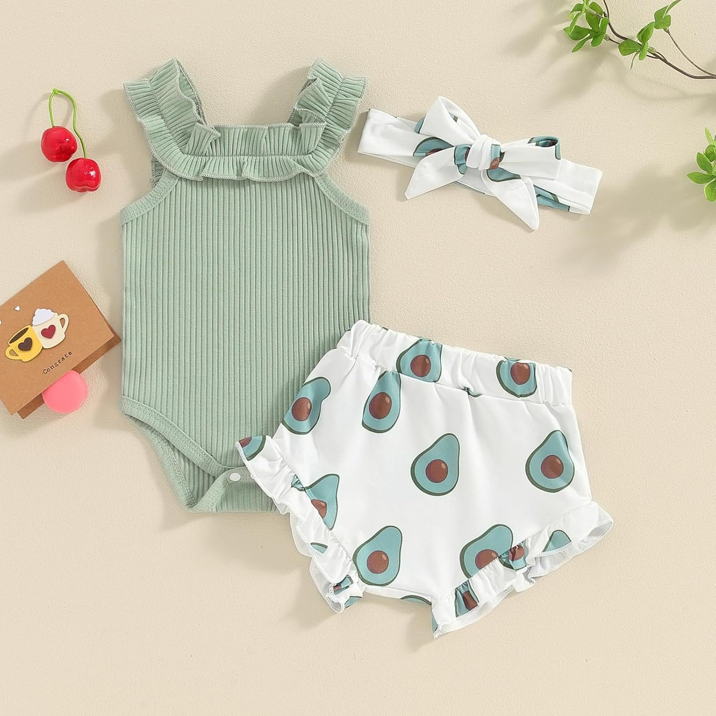 fhutpw Baby Girl Clothes Summer Cute Outfits 3 6 12 18 Months Spaghetti Strap Romper & Floarl Shorts Sets