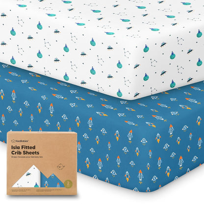 KeaBabies 2-Pack Baby Crib Sheets for Boys, Girls - 52x28 Viscose Derived from Bamboo Toddler Bed